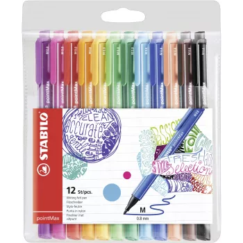 STABILO pointMax Fineliner Pen Set - 0,8 mm - 12 Assorted Colours