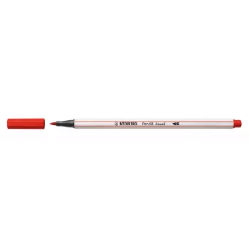 STABILO Pen 68 Brush - Medium - Sarkanā - Elastīgs otas gals - Ūdens bāzes tinte - Vācija - Pieaugušajiem un bērniem