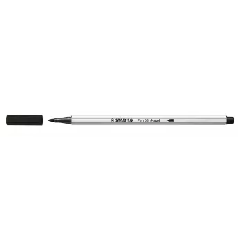STABILO Pen 68 Brush - Medium - Black - Brush Tip - Water-Based Ink - Germany - Adults & Children