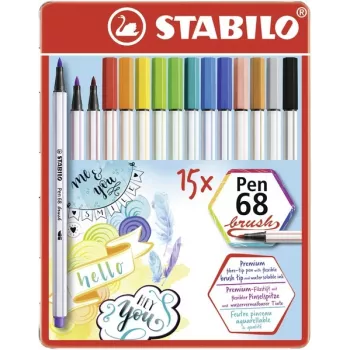 STABILO Pen 68 Brush - 15 krāsas - Asorti