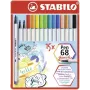 STABILO Pen 68 Brush - 15 krāsas - Asorti