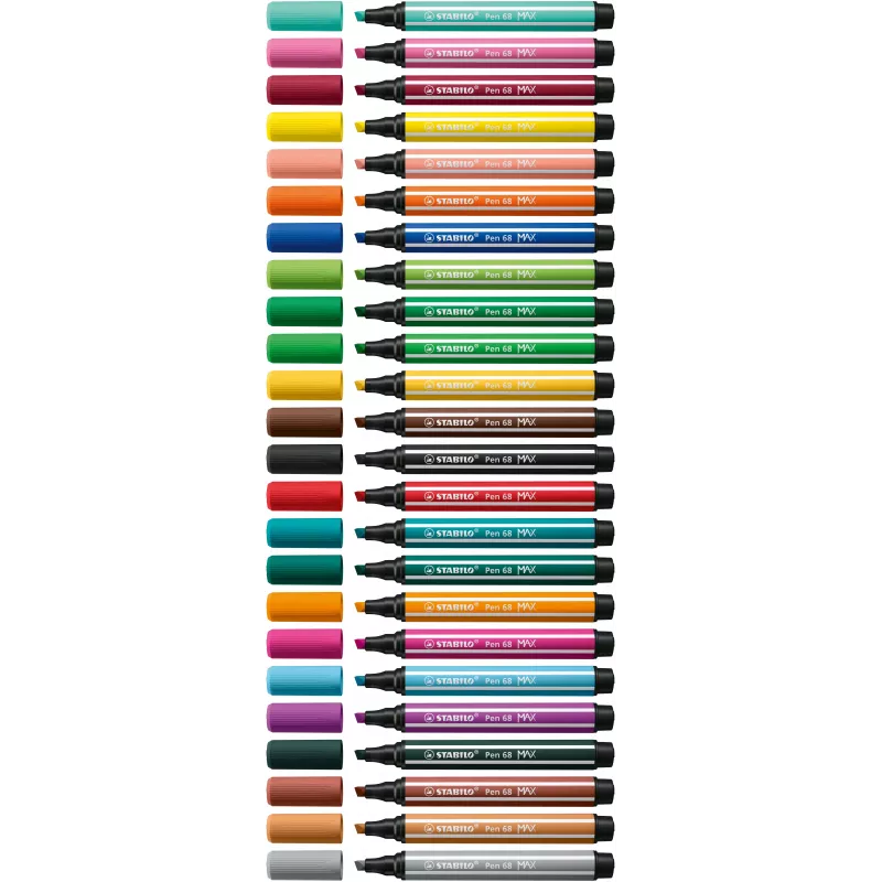 STABILO Pen 68 MAX 6-Pack Arty Edition Felt-Tip Pens with Chisel Tip