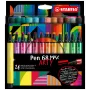 STABILO Pen 68 MAX 24-Piece Etui ARTY Felt-Tip Pen with Chisel Tip
