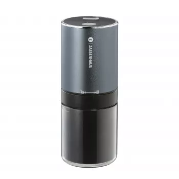 Zassenhaus Mini Master USB kafijas dzirnaviņas, konisks keramikas dzirnakmens, uzlādējamas, melns/sudrabs