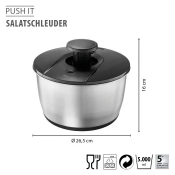 GEFU PUSH IT Salad Spinner Stainless Steel