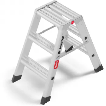 Hailo Master D80 2 x 3 Steps Divpusējās Saliekamās Kāpnes, Alumīnijs, 150 kg Slodze, EN 131