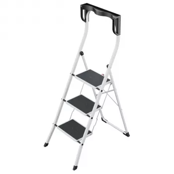 Hailo K75 ComfortLine 3-Pakāpju Drošības Kāpnes, Sudrabs/Melns, 150 kg Ietilpība