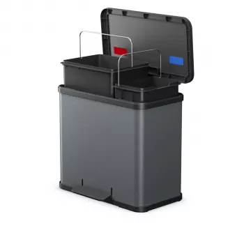 Hailo Öko duo Plus L atkritumu šķirotājs, tumši pelēks matēts, 34L, 2x17L, pedālis, Soft-Close