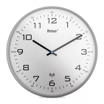 MEBUS 13081 Radio Wall Clock Silver 30 cm