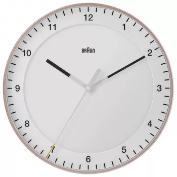 Braun BC17PW kvarca sienas pulkstenis, analogs, klusa gaita, 30 cm, balts