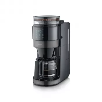 SEVERIN KA 4830 Kafijas automāts ar dzirnaviņām un stikla krūzi, 10 tasītes, 1000 W, melns/nerūsējošais tērauds