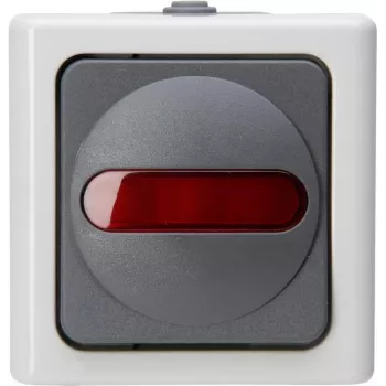 Heinrich Kopp 561656007 Spiedpogas slēdzis, pelēks/balts, termoplasts, IP44, 10A, 250V