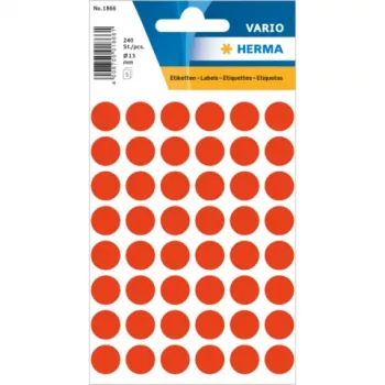 HERMA Round Labels 13 mm Neon Red (240 Labels) - Manual Application