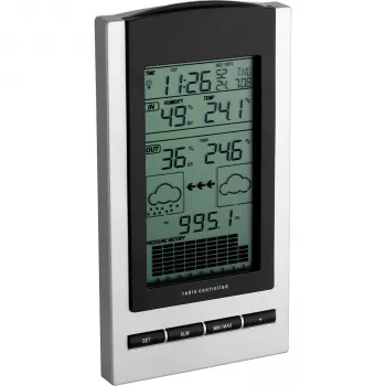 TFA Gaia bezvadu laikapstākļu stacija ar krāsu LCD, 433 MHz, DCF-77 radio vadīta, melna