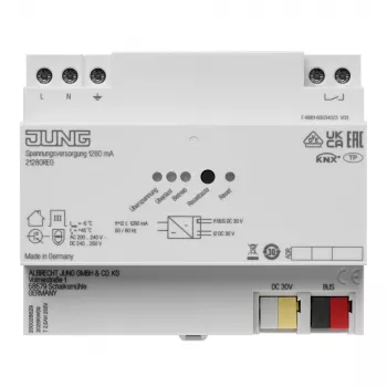 JUNG KNX barošanas bloks 1280mA 21280 REG DIN sliedei