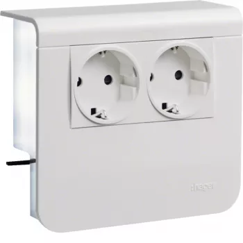 HAGER Device Carrier with 2-Gang Socket Outlet 20x55mm Traffic White (SL200559009016)
