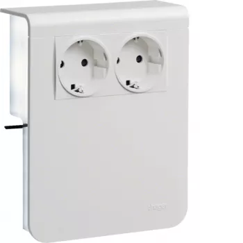 HAGER SL201159009016 2-Gang Socket Outlet Device Carrier 20x115mm Traffic White (RAL 9016)
