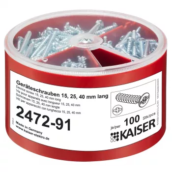 Kaiser Elektro 2472-91 Skrūvju komplekts ierīcēm 100 gab. katrā izmērā 3.2x15/25/40 mm