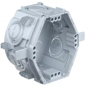 Kaiser Elektro UP1 Fix ierīces kārba 1055-06 ar fiksācijas ribām, 4 skrūvju kupoliem, 60x46 mm