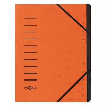 Pagna 40059-12 dokumentu mape ar 12 nodalījumiem, A4, oranža
