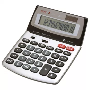 Genie 560 T Desktop Calculator - 12 Digits - Tiltable Display - Dual Power (Solar & Battery) - Black/Silver