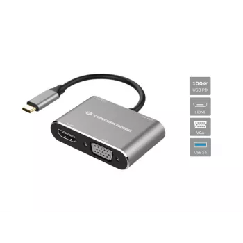 Conceptronic DONN16G USB-C 16-in-1 Docking Station - Melns
