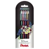 Pentel Dual Metallic Gel Pen Set - 4 Colors (Green, Orange, Pink, Violet) - 0,5 mm Fine Point - Plastic Barrel - Blister Pack