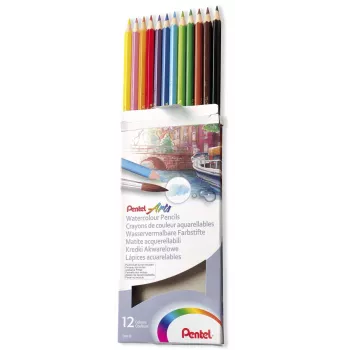 Pentel Arts Ūdenskrāsas Zīmuļi Jauktas Krāsas 12gab. Komplekts
