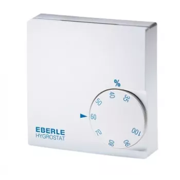 Eberle Controls HYG-E 6001 elektroniskais telpas higrostats, balts, rotācijas poga, 35-100% RH, IP30