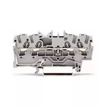 WAGO 2002-1401 Caurplūdes spaiļu bloks, 4 vadi, 2,5 mm², Push-in CAGE CLAMP, 800 V, pelēks