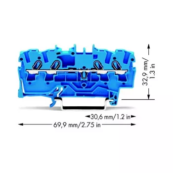 WAGO 2002-1404 4-vadu caurejošais spailes bloks, 2,5 mm²