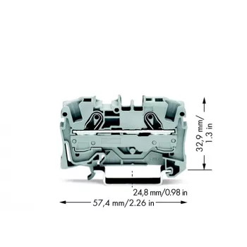 WAGO 2006-1201 Caurplūdes spaiļu bloks, 2-vadu, 6 mm², 800 V, pelēks, DIN-rail 35