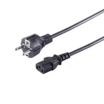 S CONN Maximum Connectivity Mains Power Cable Schuko Straight CEE 7/7 to C13 Black VDE 1,8 m