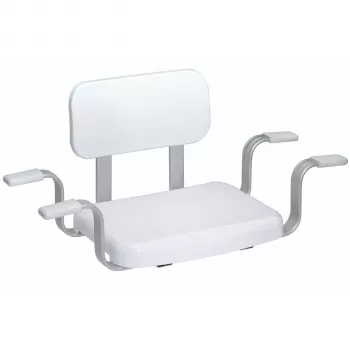 Weinberger Gratia Bath Seat with Backrest - Adjustable Height, White/Silver