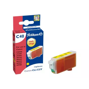Pelikan saderīga tintes kasetne Canon CLI-521Y dzeltenā