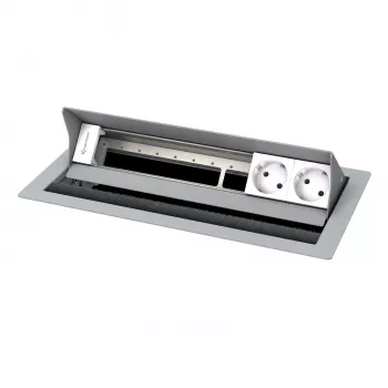 Kindermann CablePort standard² 6-fold Desktop Connection Panel Housing Silver