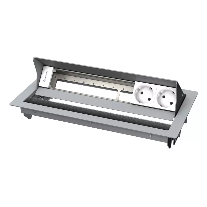 Kindermann CablePort standard² 6-fold Desktop Connection Panel Housing Silver