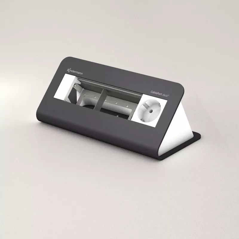 Kindermann CablePort desk² 80 4-kārtīgu galda strāvas modulis, melns