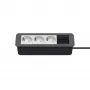 Kindermann CP Office Frame 4-Fach 3 x Power Socket Desktop Connectivity Hub sudraba krāsā