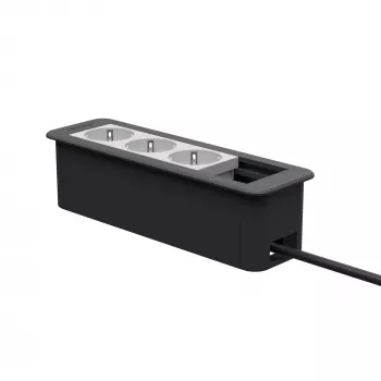 Kindermann CP Office Frame 4-Fach 3 x Power Socket Desktop Connectivity Hub sudraba krāsā