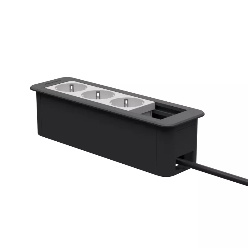 Kindermann CP Office Frame 4-Fach 3 x Power Socket Desktop Connectivity Hub sudraba krāsā