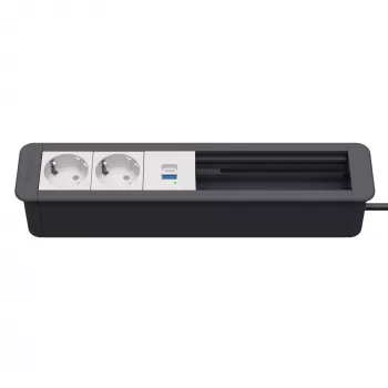 Kindermann CP Office Frame 6-fold with 2x Power and 1x USB Charging, Silver