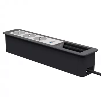 Kindermann CP Office Frame 6-kārtīgs 3x Schuko 1x USB-A lādēšana