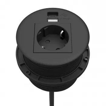 Kindermann CablePort Table Black (STS-R90-2 blac) – Galda pieslēguma paneļa korpuss