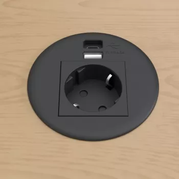 Kindermann CablePort Table Black (STS-R90-2 blac) – Galda pieslēguma paneļa korpuss