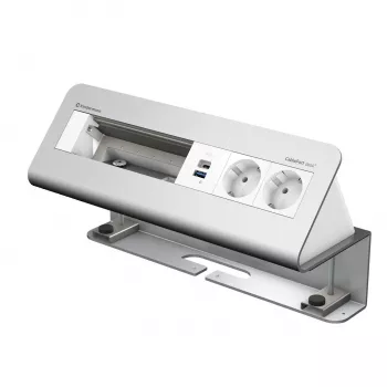 Kindermann CablePort desk² 6-fold 2x USB uzlādes galda skavas modulis sudraba/melns