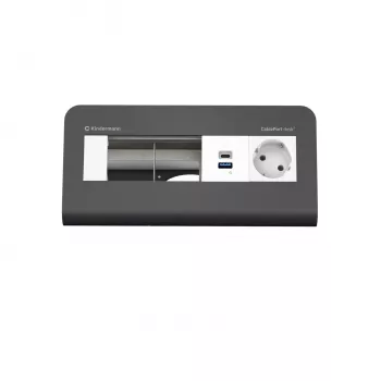 Kindermann CP desk² 80 4-fold Desk Connectivity Panel with 1x Power and 1x USB-A, Silver/Black