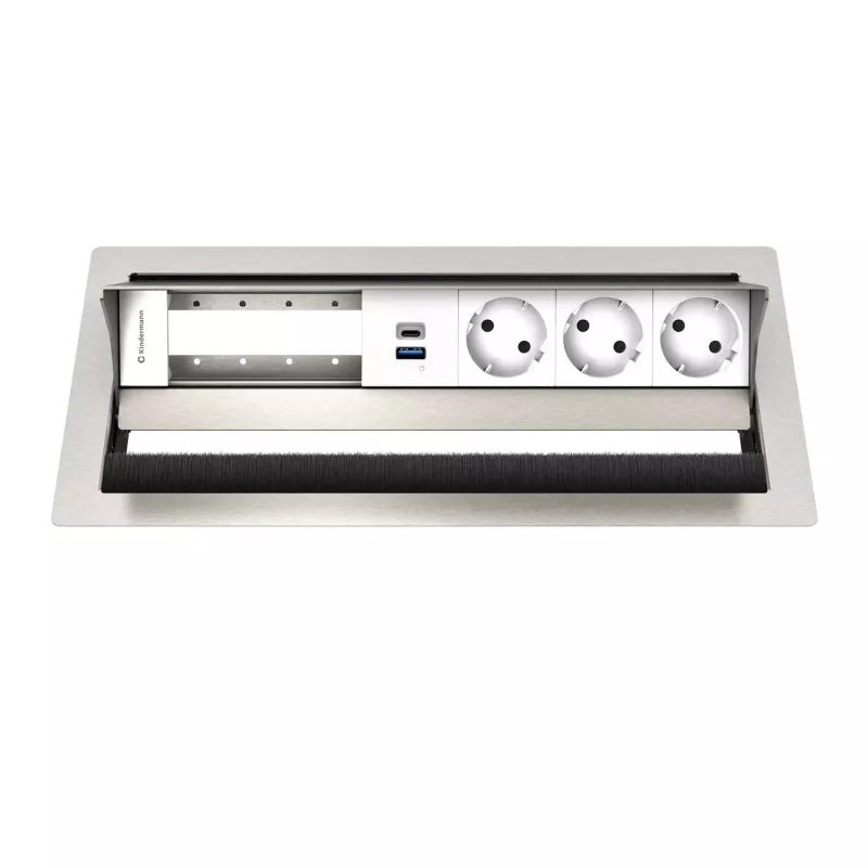 Kindermann CP Standard² VA 6f. 3xStr, 1xUSB Table Connection Panel