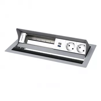 Kindermann CP Standard² 6-fold Table Connection Panel with 2x Power Outlets, 1x USB-A Charging Port, HDMI, RJ45