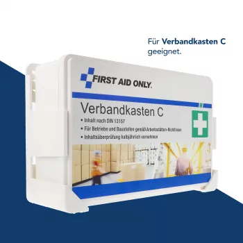 First Aid Only sienas stiprinājums pirmās palīdzības komplektam C, ar iepriekš urbtiem caurumiem, balts/pelēks